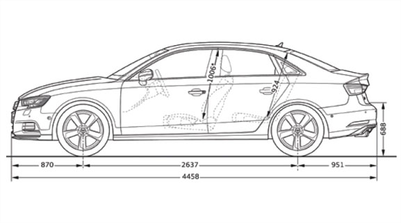 Audi A3 Dimesions Side View