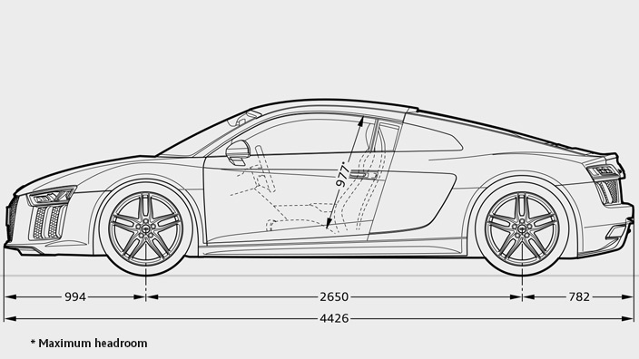 Audi R8 Spyder Dimensions Side View