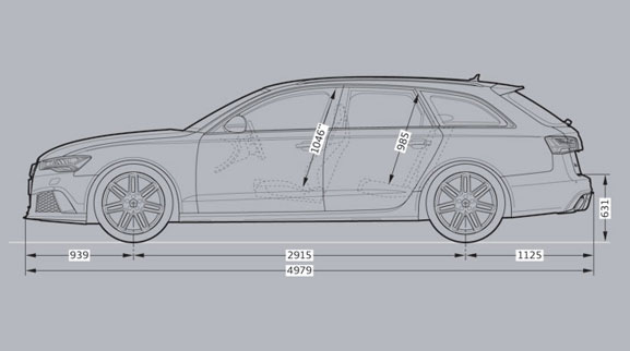 Audi RS6 Dimesions Side View