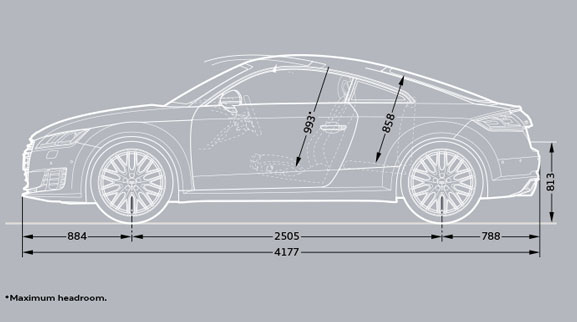 Audi TT Coupe Dimesions Side View